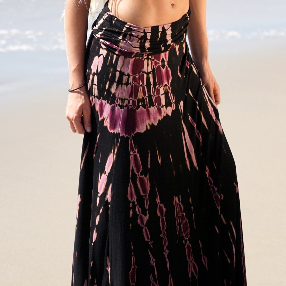 Blackberry Bamboo Tie-Dye Maxi Skirt S-M-L